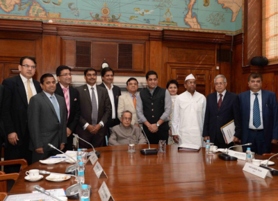 Dr. Velu with Mr. Pranab Mukherjee,