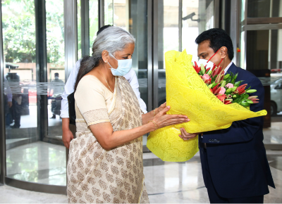 Dr. Velu with Smt. Nirmala Sitharaman