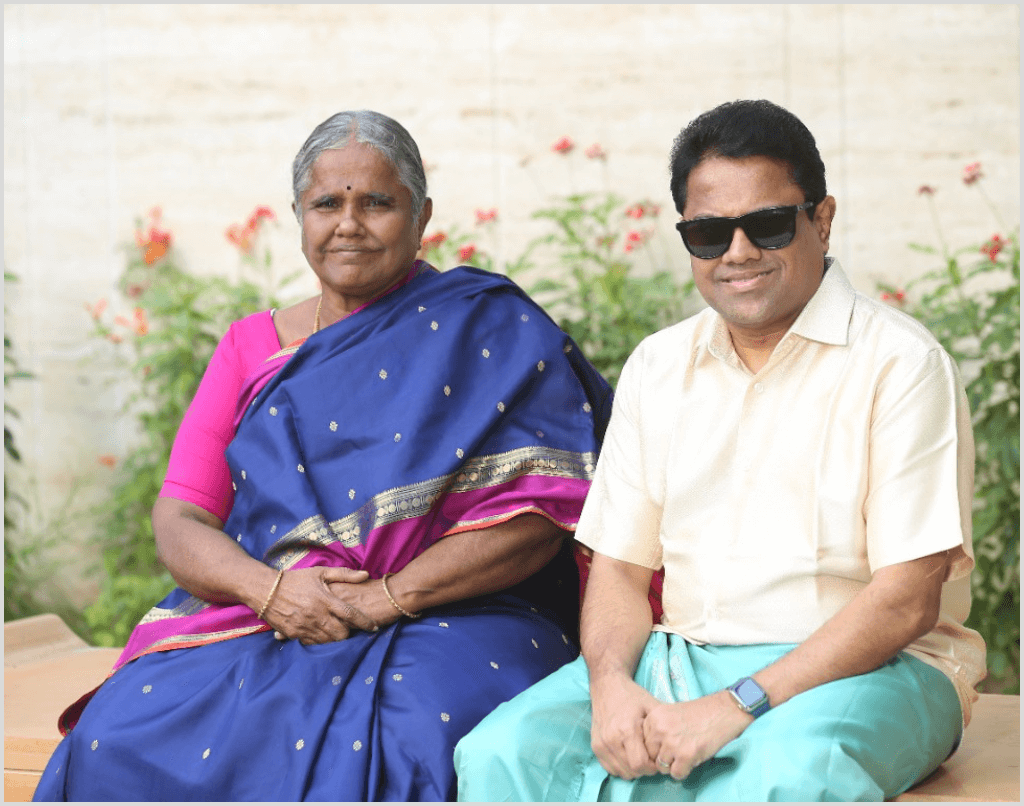 Dr. Velu with his mother